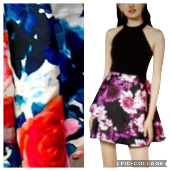 B. Darlin Light Scuba Top Floral Dress - Picture 1 of 7